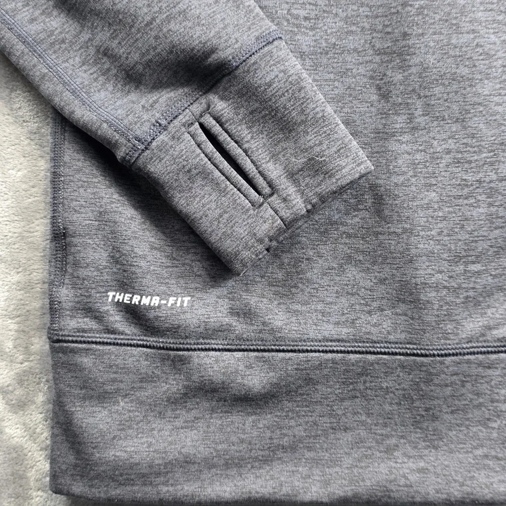 Nike Hoodie Mens Large Grey Therma-FIT Full Zip‎ Fleece Jacket Thumbholes